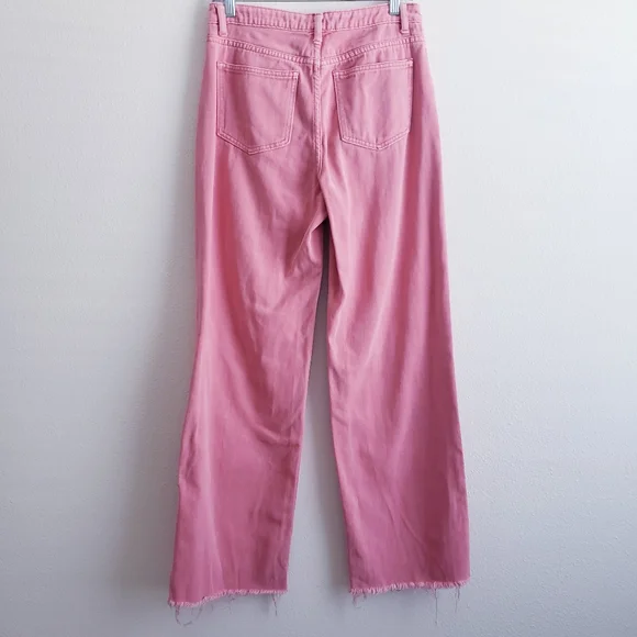 Shein Y2K Coral Straight Leg Raw Hem Denim Jeans - Picture 5 of 6